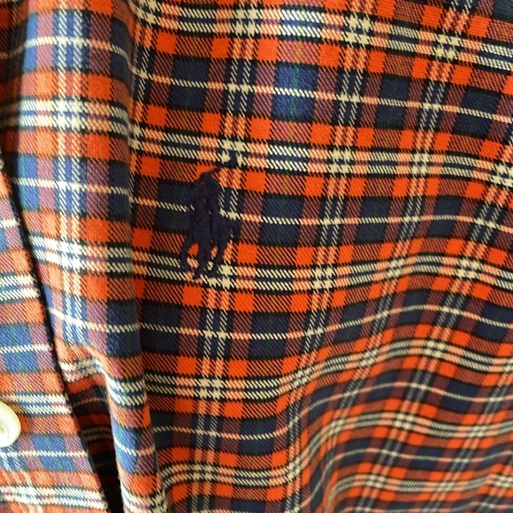 Ralph Lauren | Big Shirt Orange Plaid Long Sleeve Button Front Shirt large - Picture 2 of 5